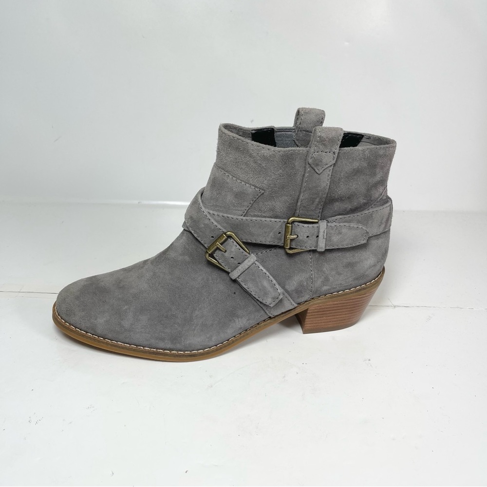 Cole Haan Jensynn Ankle Boots Women’s Size‎ 8AA Grey Suede Buckle Straps